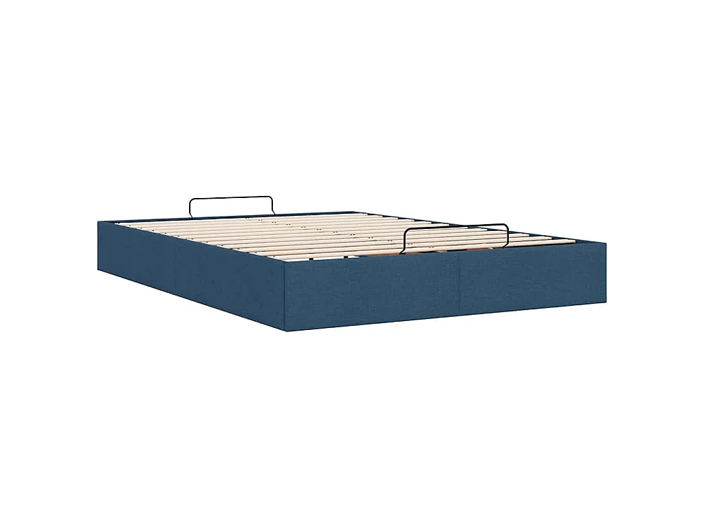 Cadre de lit ottoman sans matelas bleu 140x190 cm tissu