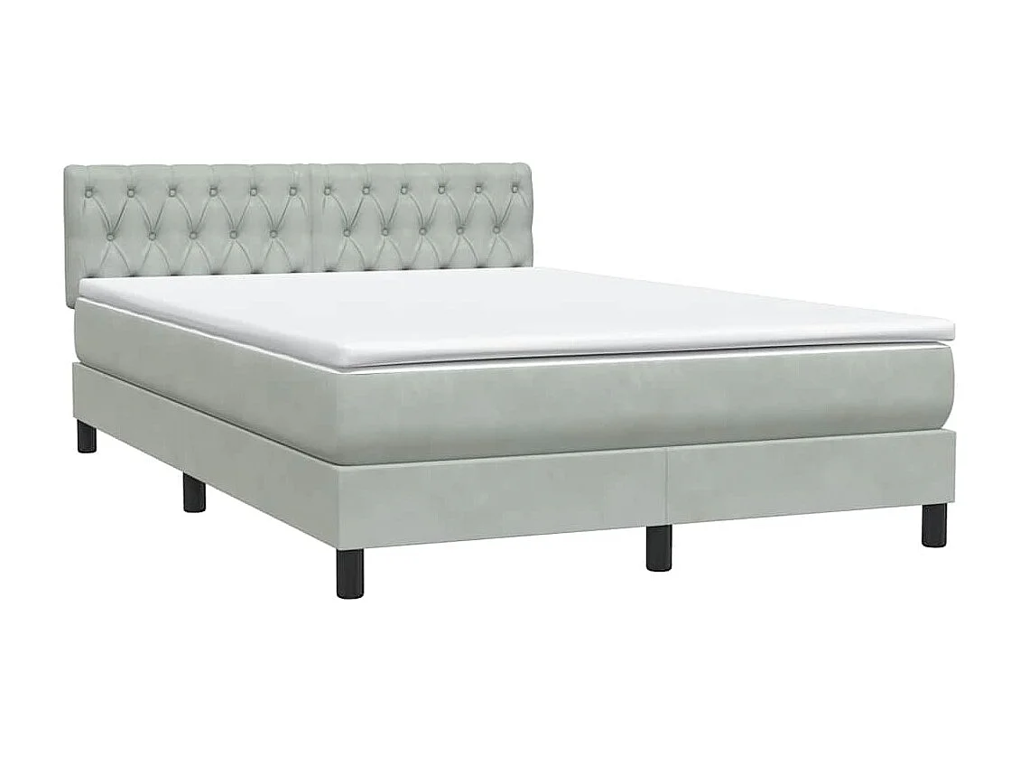 Sommier à lattes de lit et matelas et LED gris clair 160x220cm velours