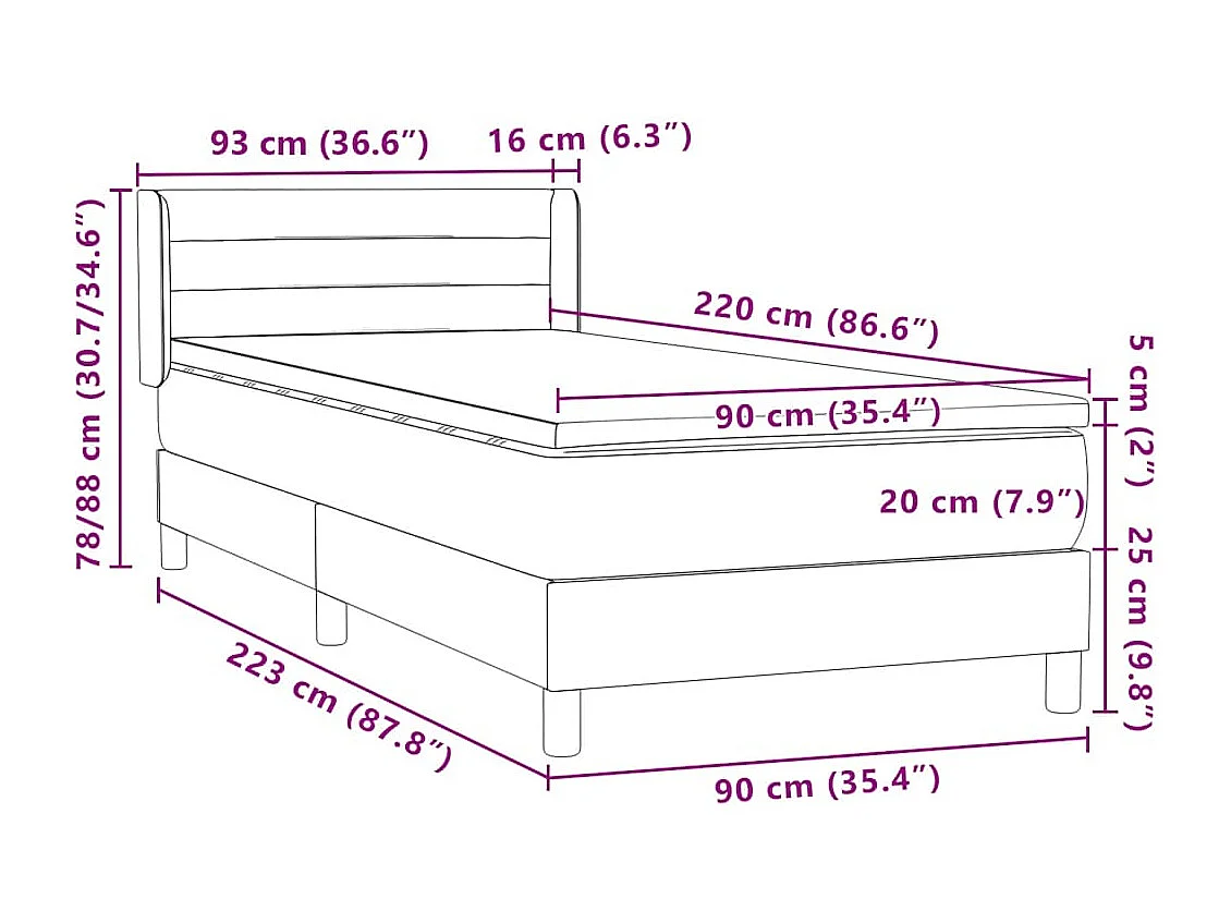 Boxspringbett mit Matratze Dunkelgrün 90x220 cm Samt