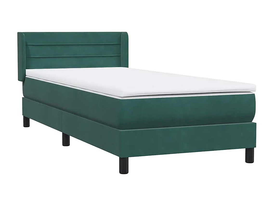 Boxspringbett mit Matratze Dunkelgrün 90x220 cm Samt