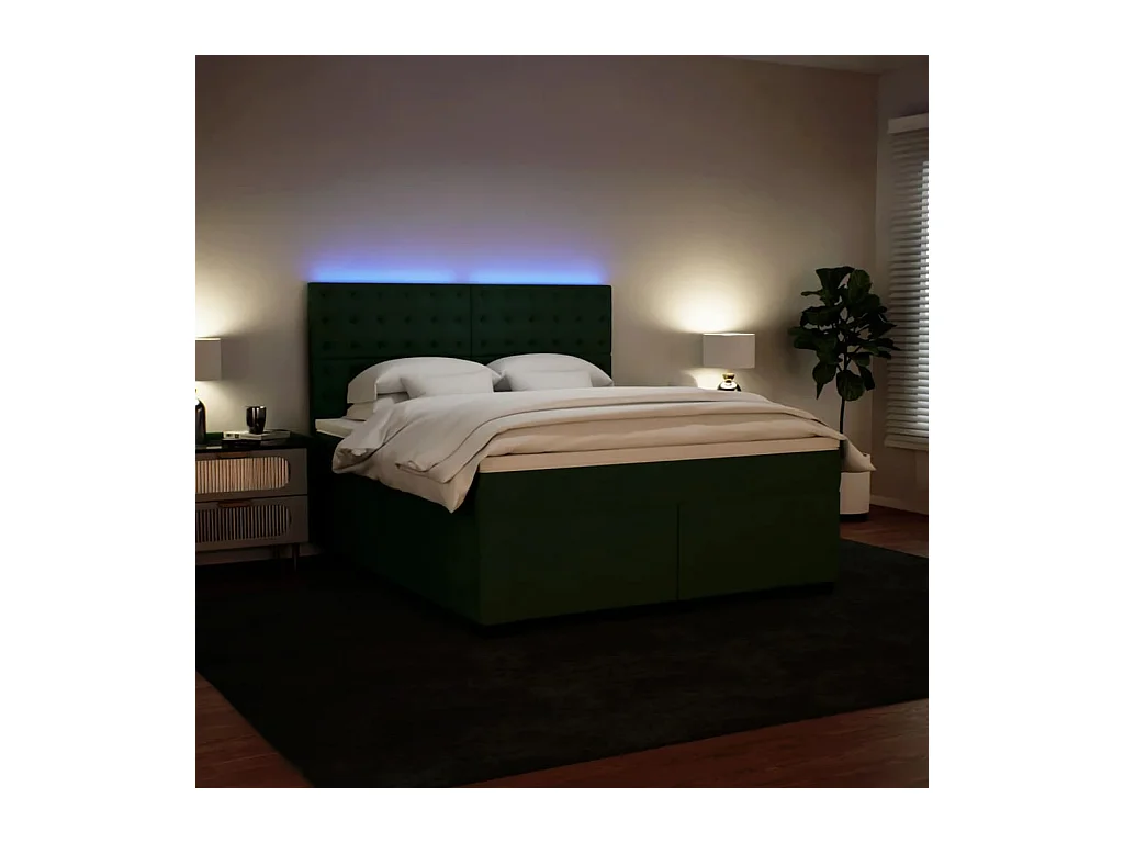 Boxspringbett mit Matratze Dunkelgrün 180x200 cm Samt