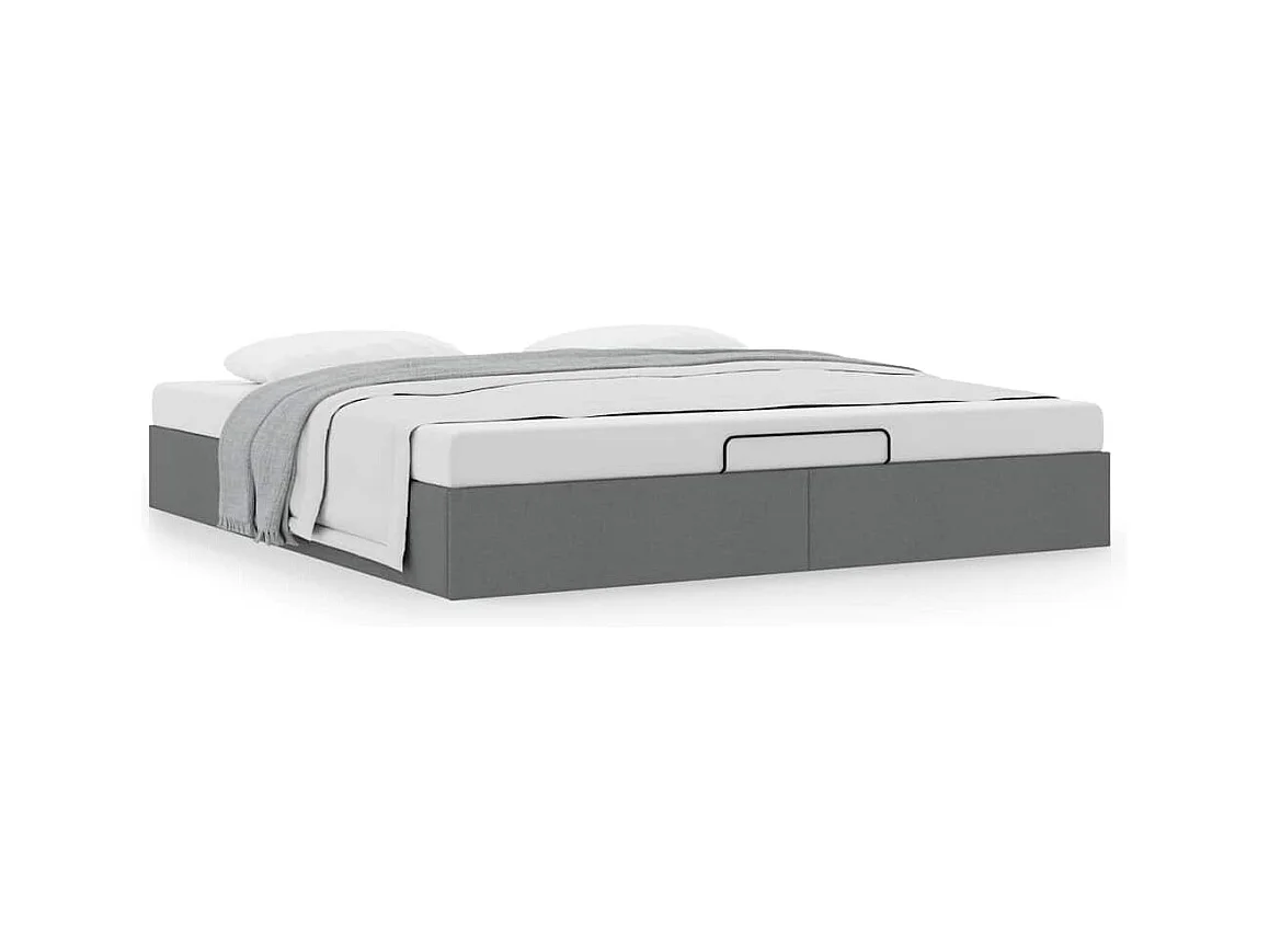 Cadre de lit ottoman sans matelas gris foncé 180x200 cm tissu