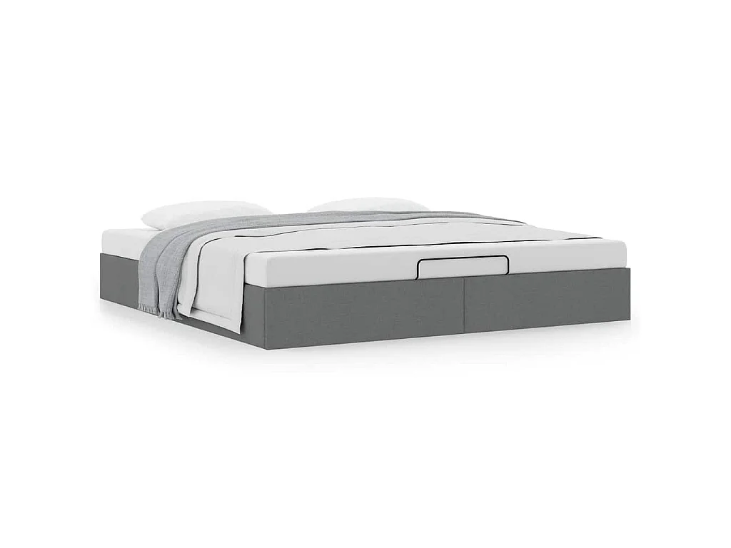 Cadre de lit ottoman sans matelas gris foncé 180x200 cm tissu