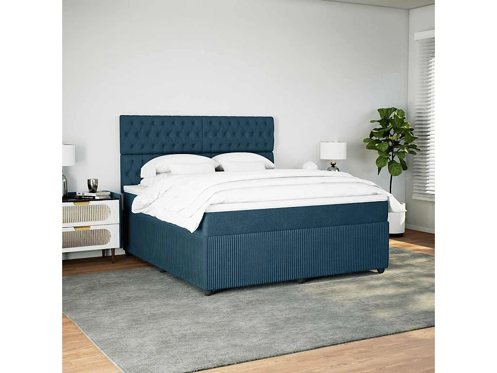 Boxspring met matras fluweel blauw 180x200 cm