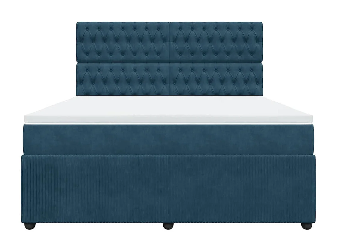 Boxspring met matras fluweel blauw 180x200 cm