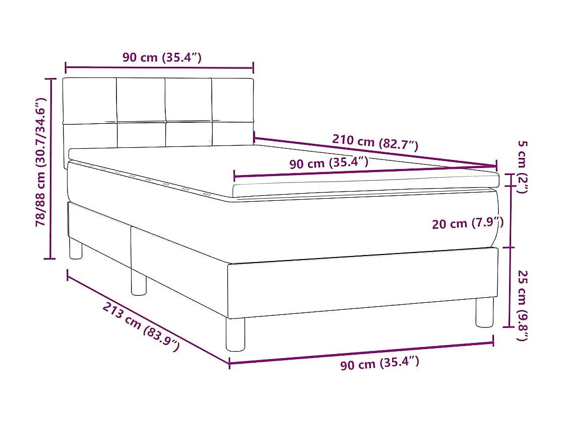 Boxspringbett mit Matratze Dunkelgrün 90x210 cm Samt