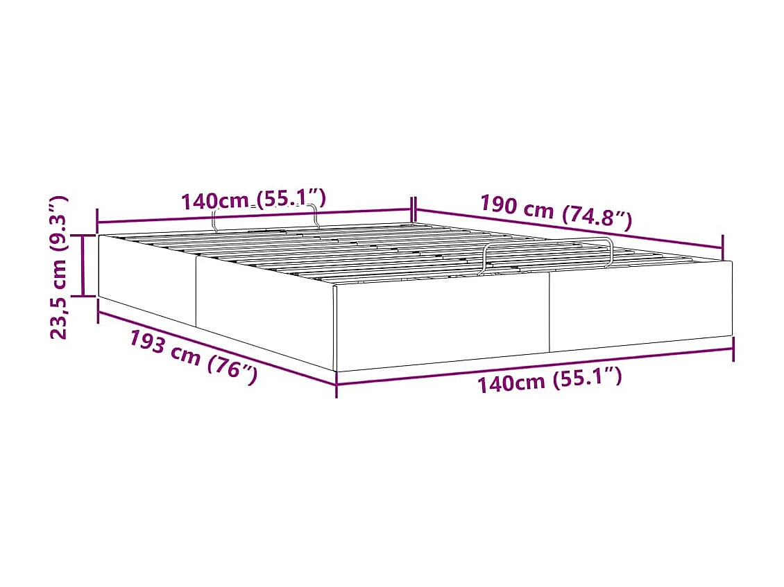 Struttura Letto Pouf senza Materasso Nero 140x190 cm in Velluto