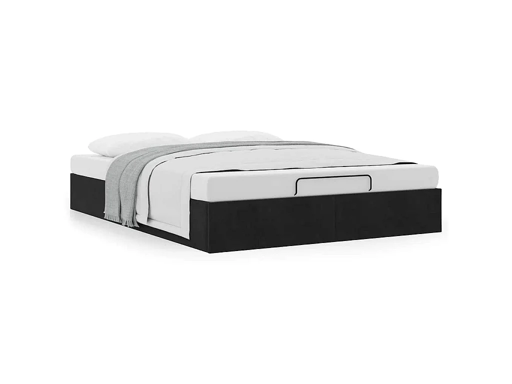 Ottoman-Bett ohne Matratze Schwarz 140x190 cm Samt