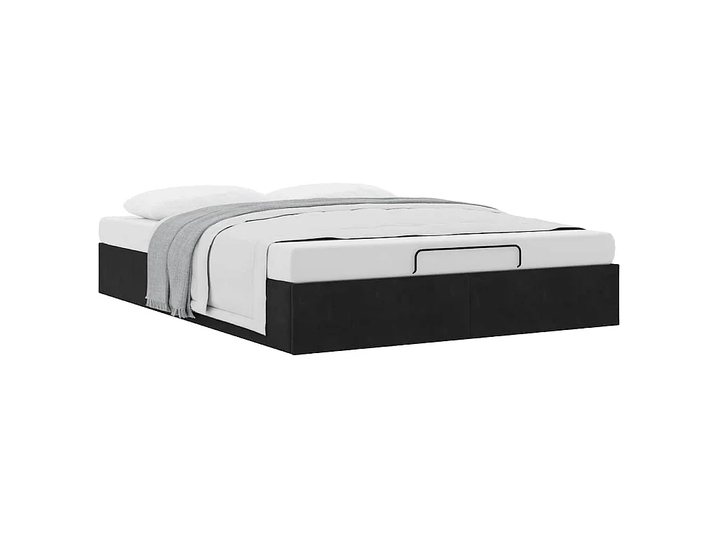 Ottoman-Bett ohne Matratze Schwarz 140x190 cm Samt