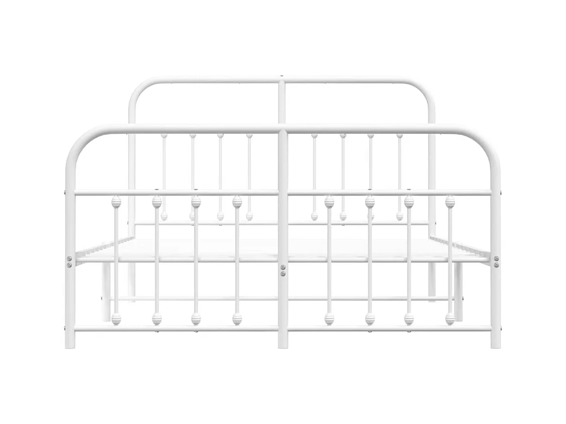 Cadre de lit métal sans matelas et pied de lit blanc 140x190 cm