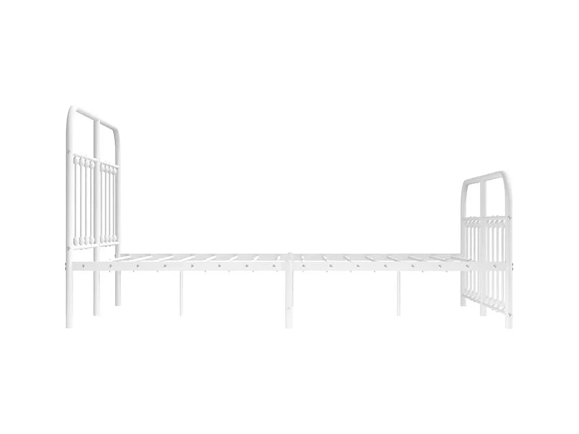 Cadre de lit métal sans matelas et pied de lit blanc 140x190 cm