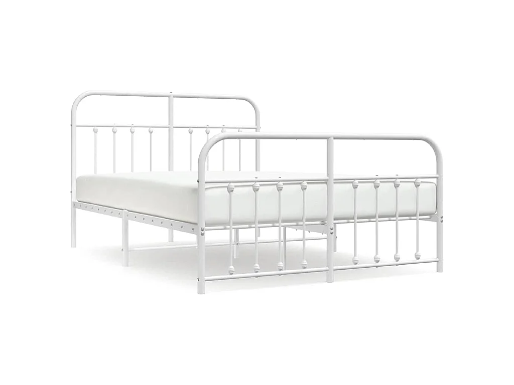 Bettgestell mit Kopf- und Fußteil Metall Weiß 140x190 cm