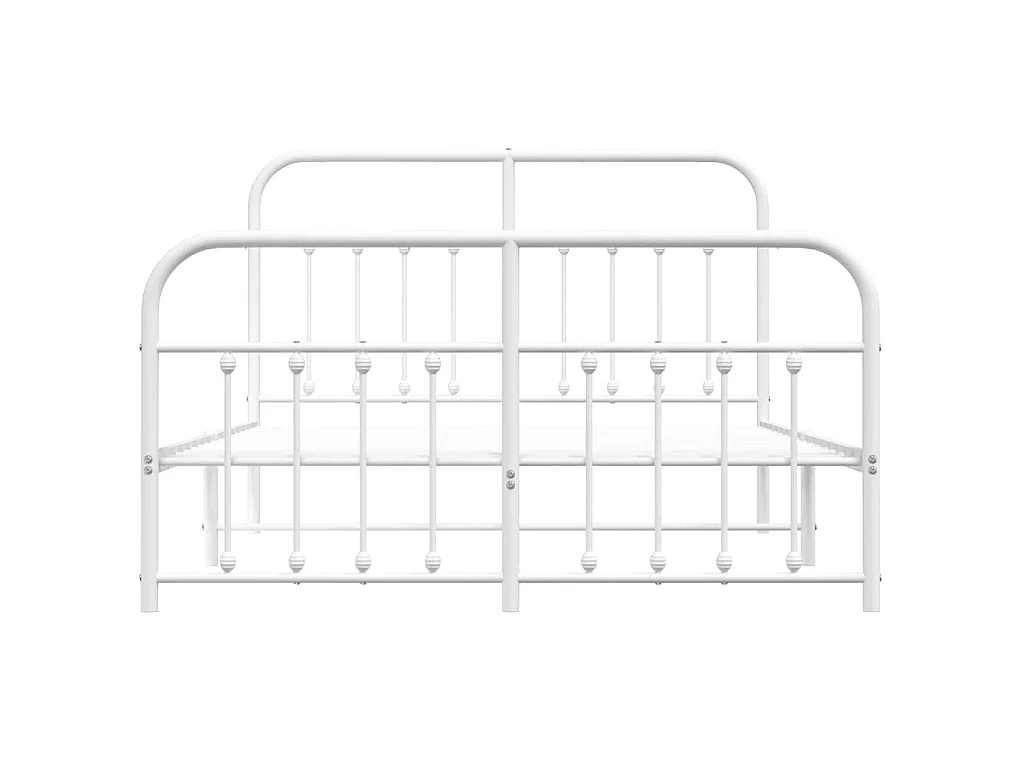Cadre de lit métal sans matelas et pied de lit blanc 140x190 cm