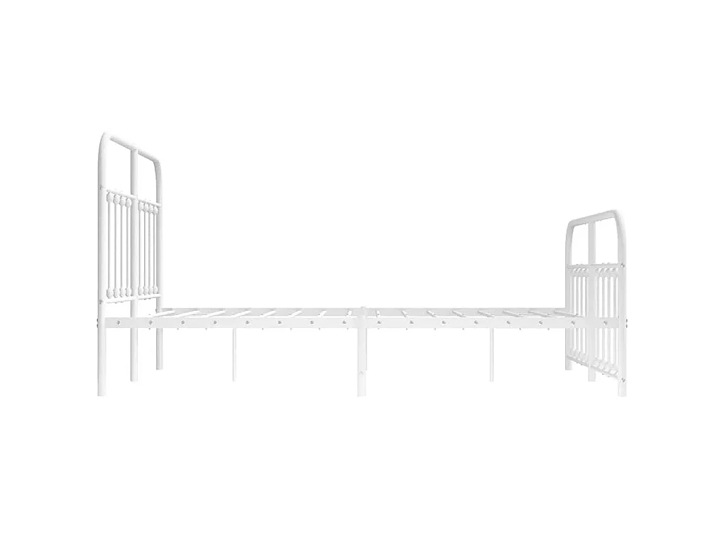 Cadre de lit métal sans matelas et pied de lit blanc 140x190 cm