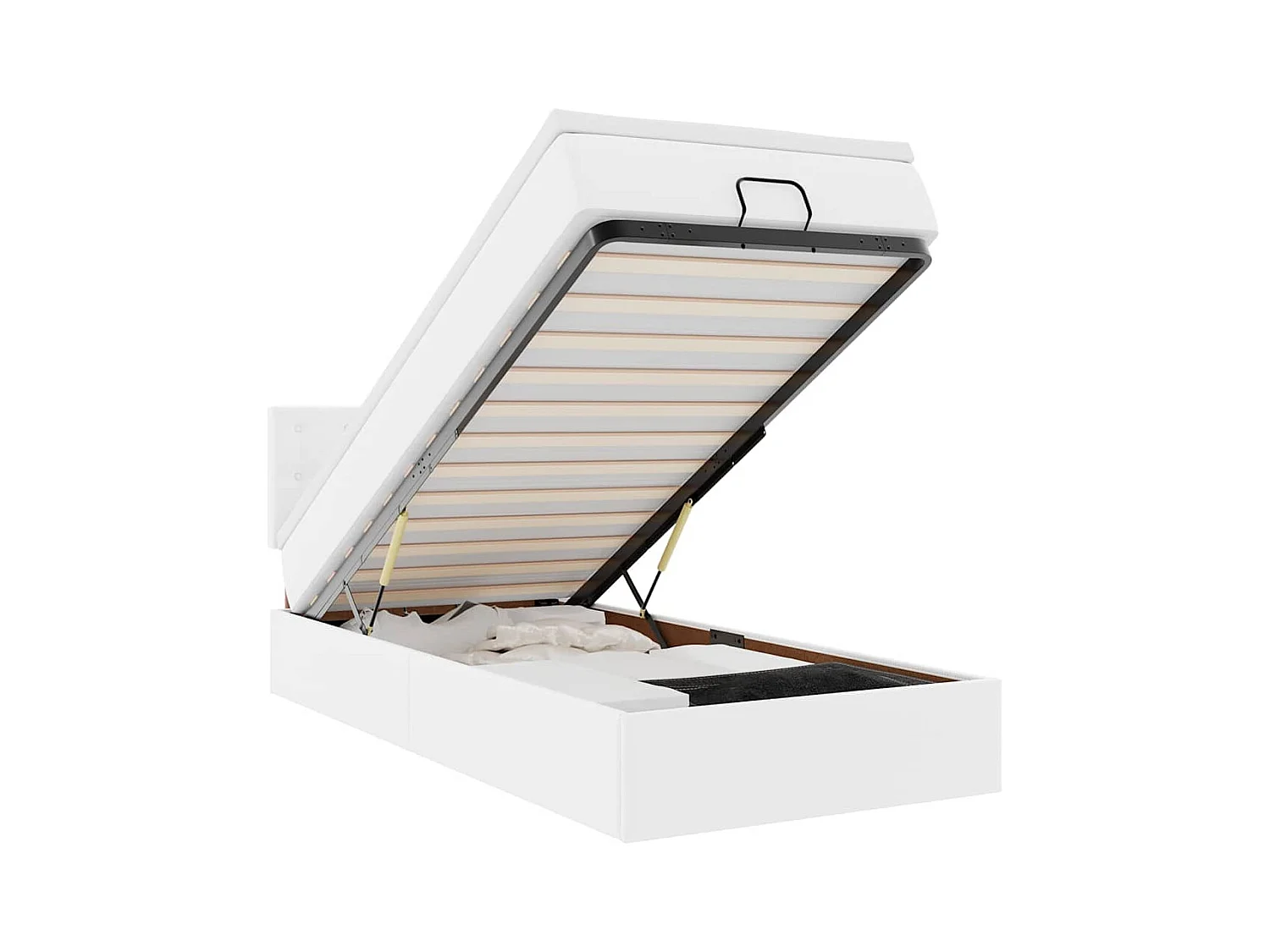 Cadre de lit ottoman et matelas blanc pur 100x200cm similicuir