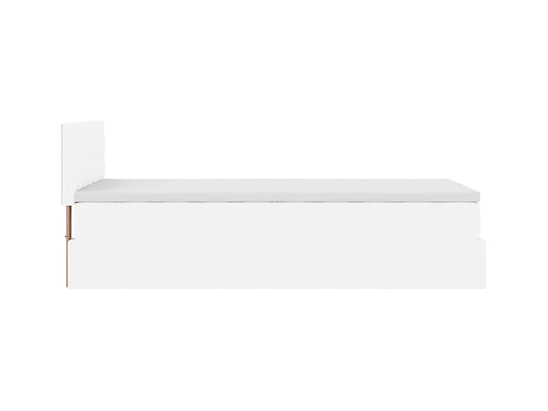Cadre de lit ottoman et matelas blanc pur 100x200cm similicuir