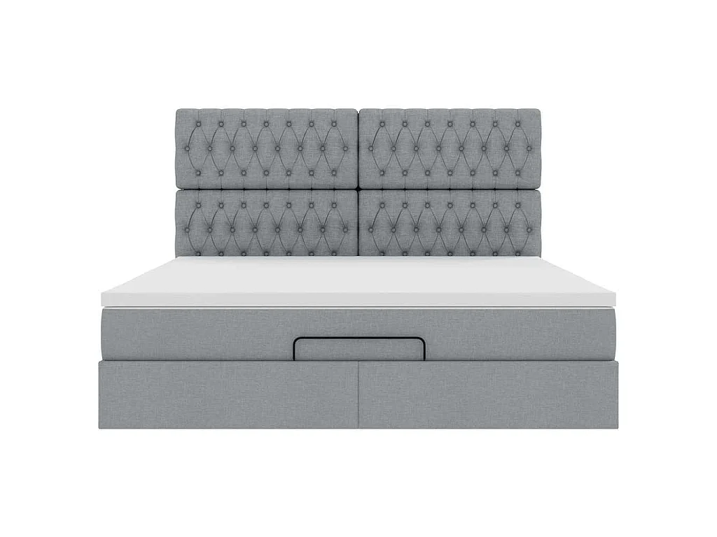 Ottoman-Bett mit Matratze Hellgrau 180x200 cm Stoff