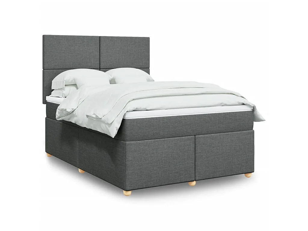 Boxspring met matras stof donkergrijs 140x190 cm