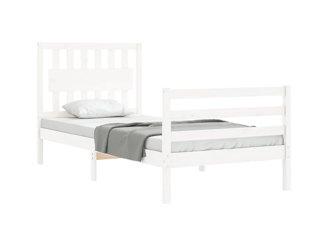Cadre de lit sans matelas blanc 90x200 cm bois massif