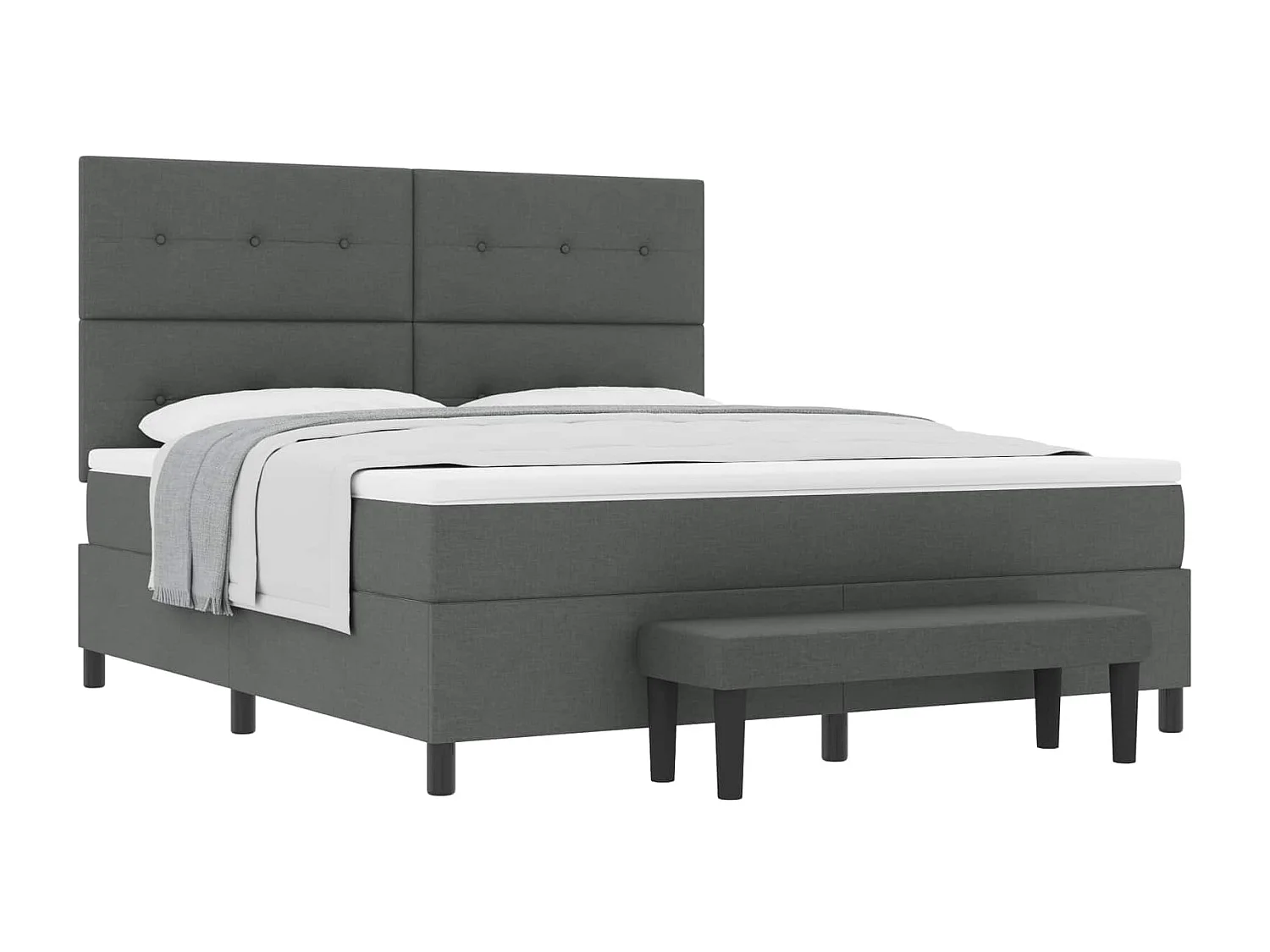 Boxspringbett mit Matratze Dunkelgrau 180 x 200 cm Stoff