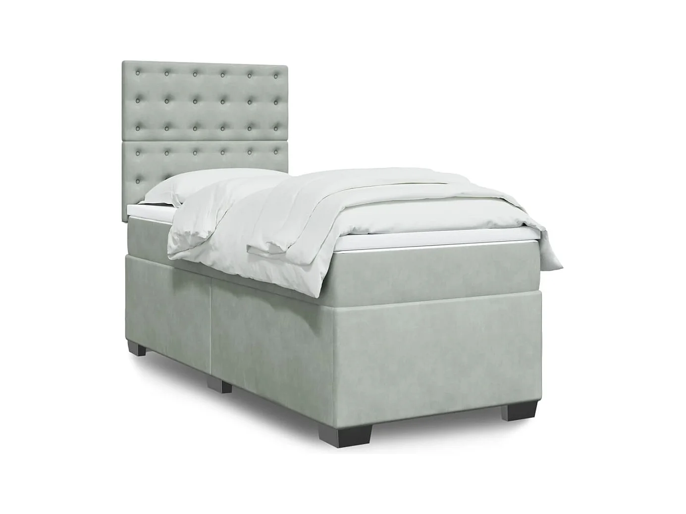 Giroletto a Molle con Materasso Grigio Chiaro 90x190 cm Velluto