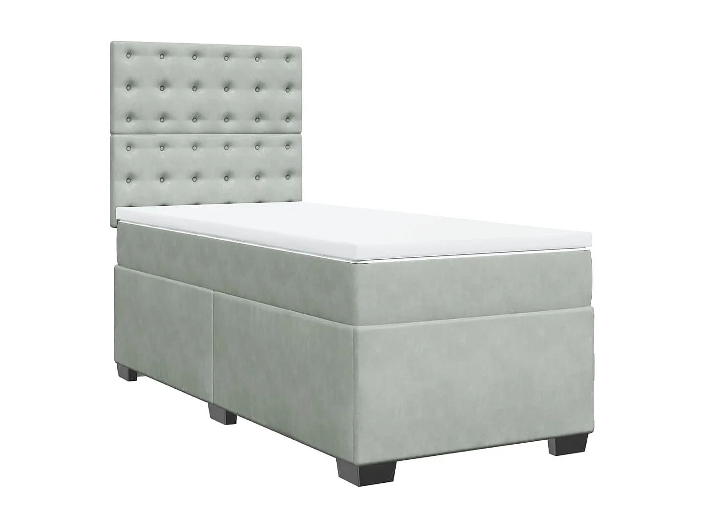 Sommier à lattes de lit et matelas Gris clair 90x190 cm Velours