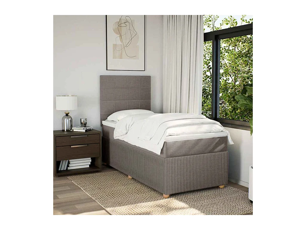 Boxspringbett mit Matratze Taupe 90x190 cm Stoff