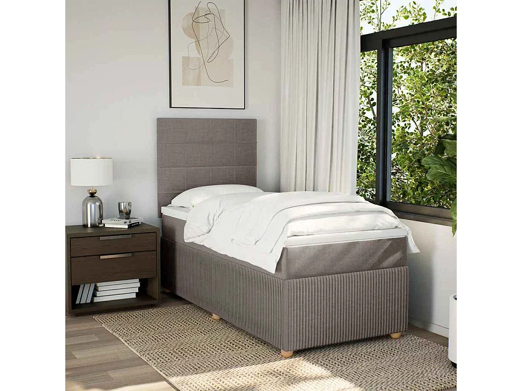 Sommier à lattes de lit avec matelas Taupe 90x190 cm Tissu