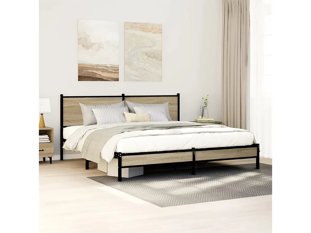 Giroletto senza Materaso in Metallo Rovere Sonoma 160x200 cm