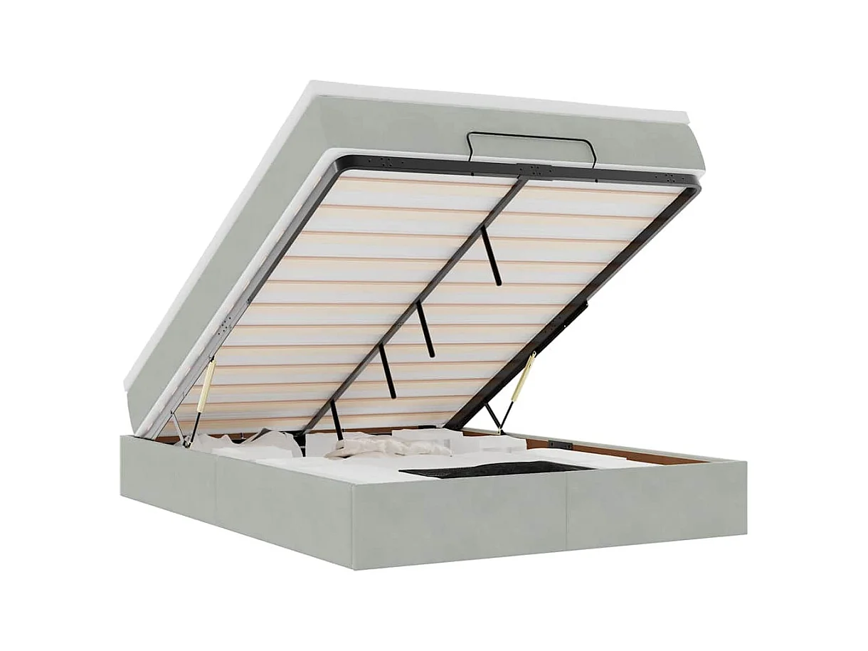 Estructura cama otomana con colchón gris claro 140x200cm