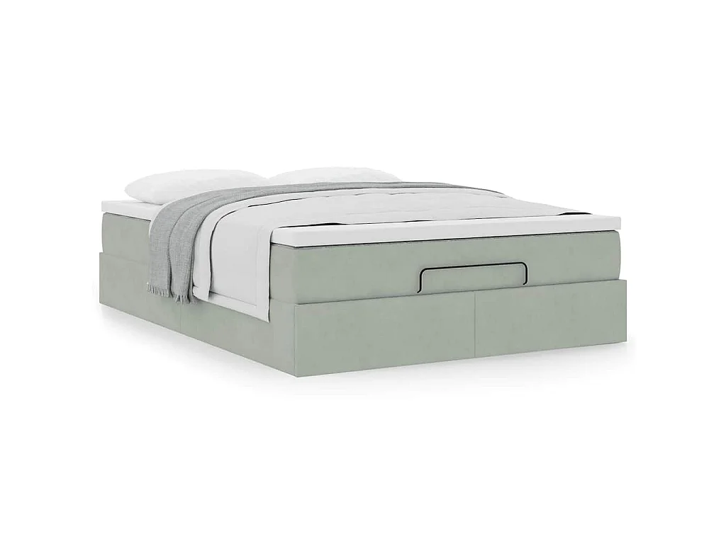 Estructura cama otomana con colchón gris claro 140x200cm