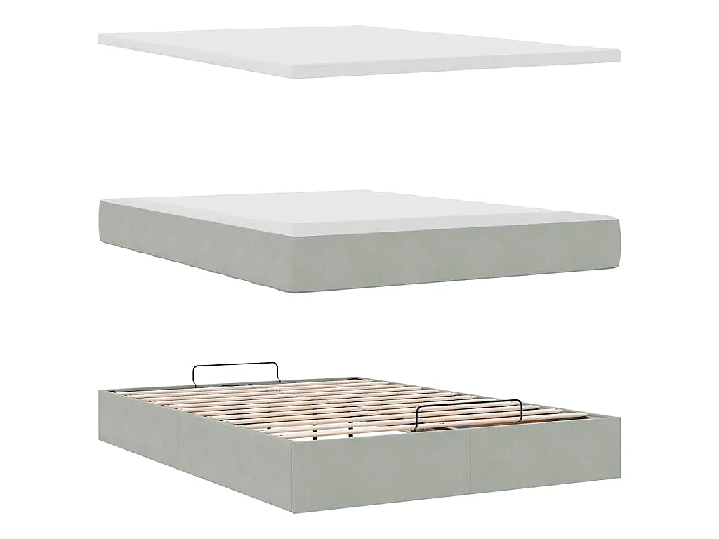 Estructura cama otomana con colchón gris claro 140x200cm