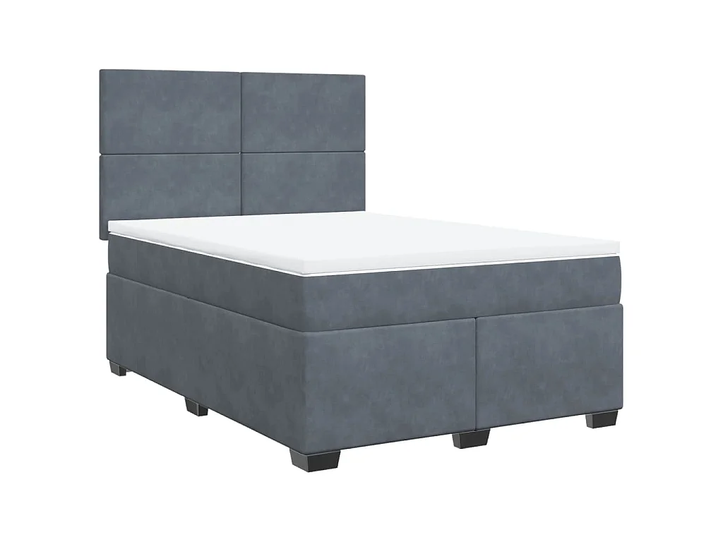 Cama box spring con colchón terciopelo gris oscuro 160x200 cm