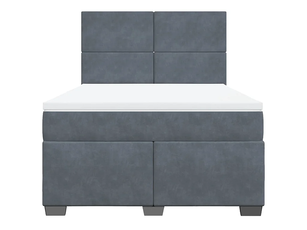 Cama box spring con colchón terciopelo gris oscuro 160x200 cm