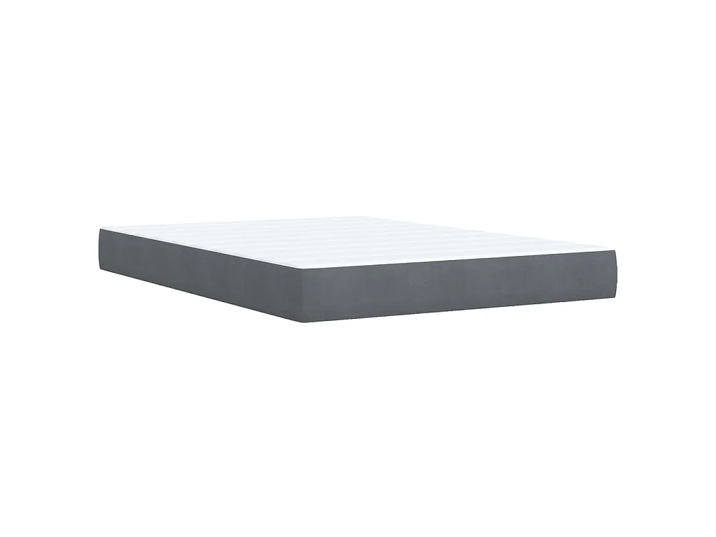 Cama box spring con colchón terciopelo gris oscuro 160x200 cm