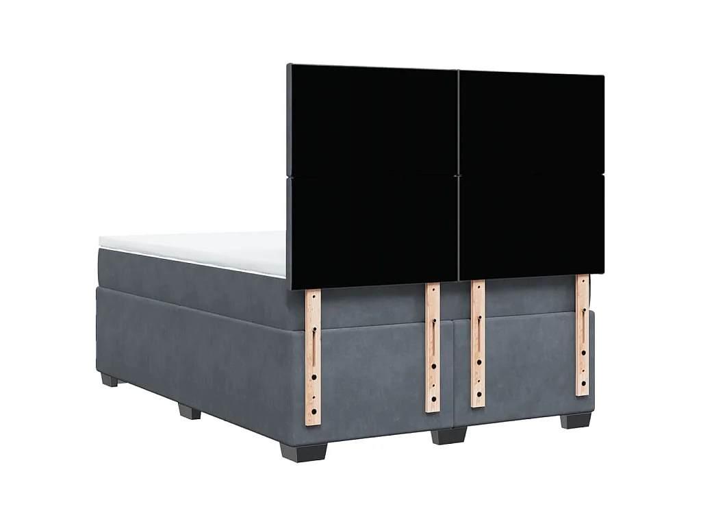 Cama box spring con colchón terciopelo gris oscuro 160x200 cm