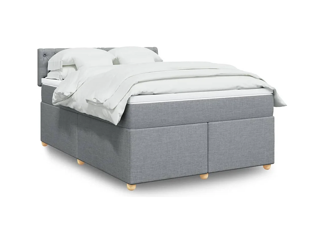 Boxspringbett mit Matratze Hellgrau 140x190 cm Stoff