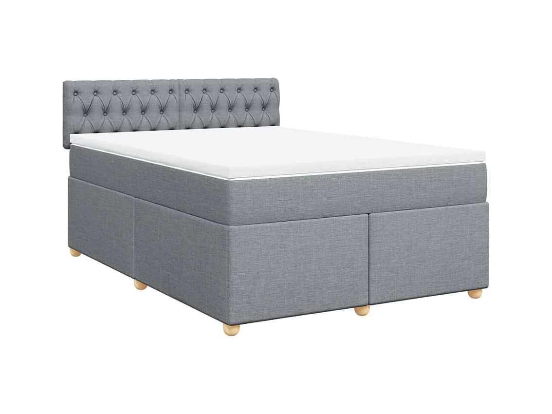 Boxspringbett mit Matratze Hellgrau 140x190 cm Stoff