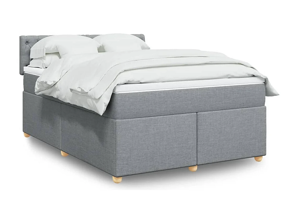 Sommier à lattes de lit avec matelas Gris clair 140x190cm Tissu