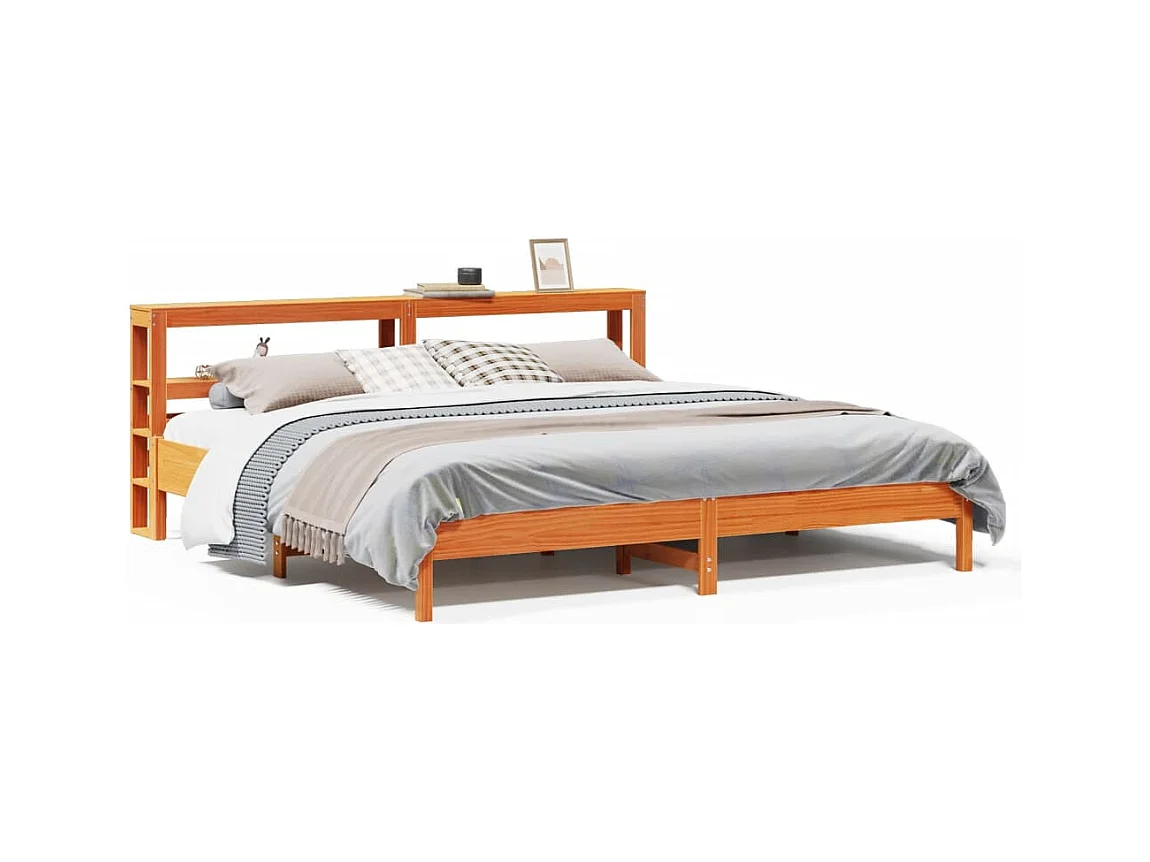 Letto senza Materasso Marrone Cera 180x200 cm in Legno di Pino