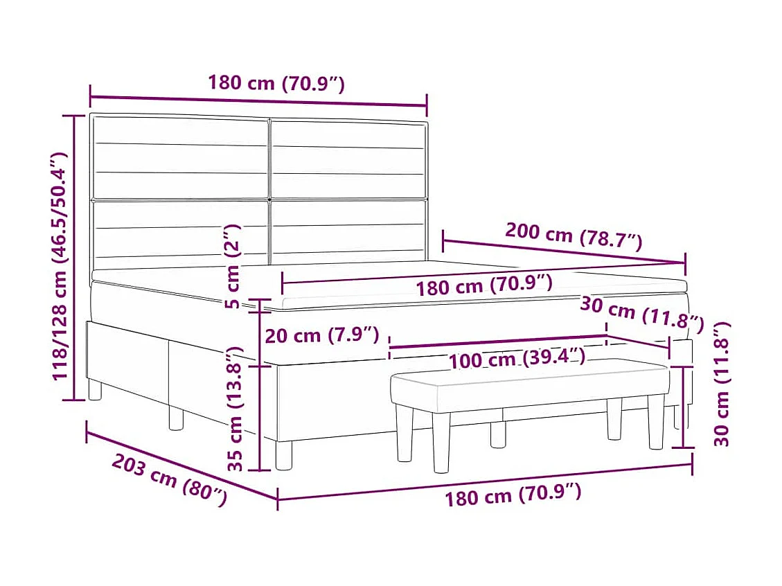 Boxspringbett mit Matratze Dunkelbraun 180 x 200 cm Stoff