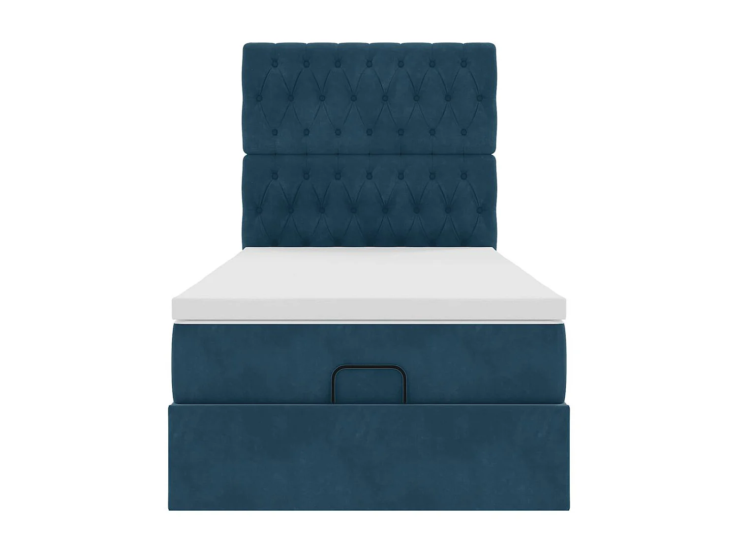 Cadre de lit ottoman avec matelas bleu foncé 90x190 cm velours