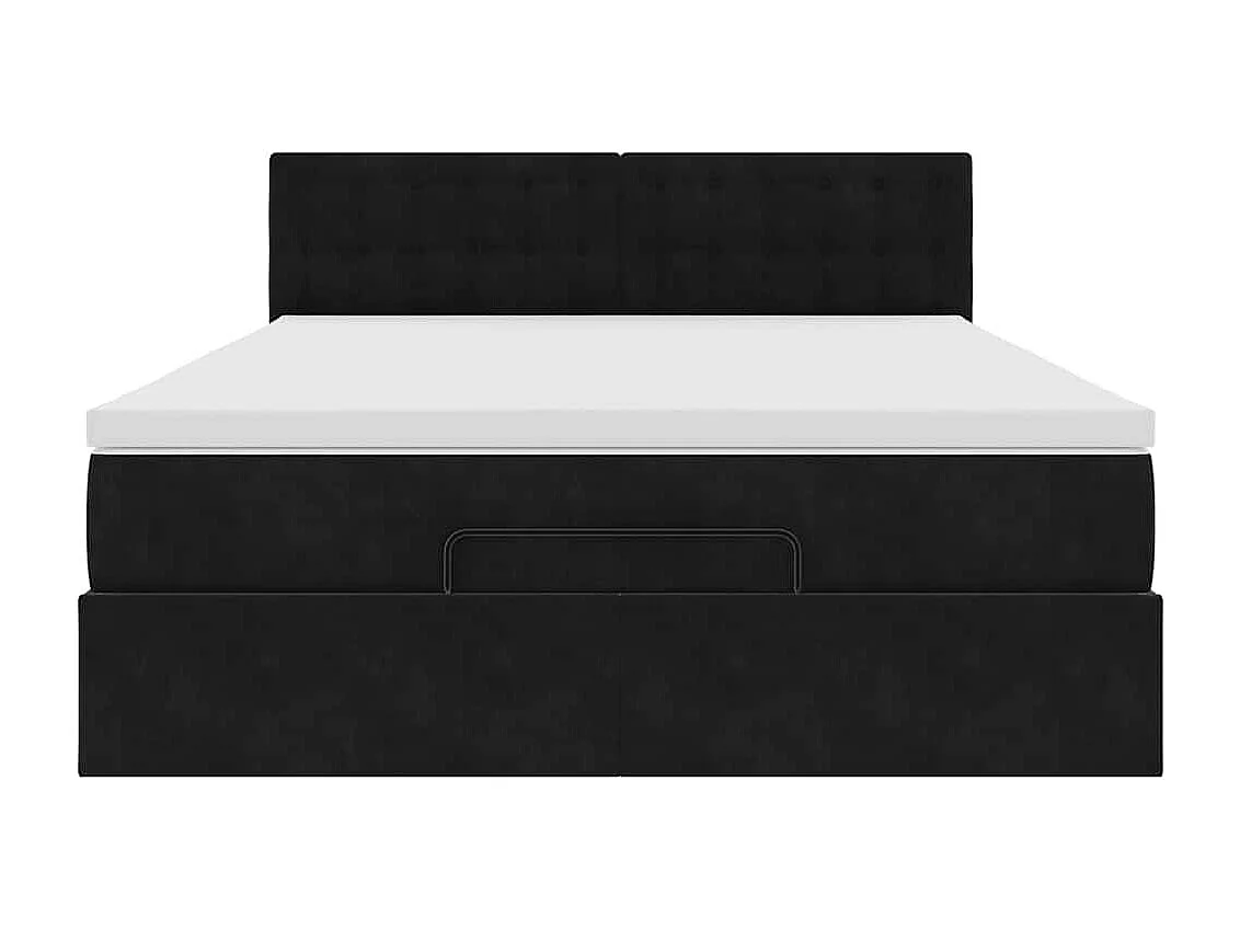 Ottoman bed met matras 140x200cm fluweel zwart