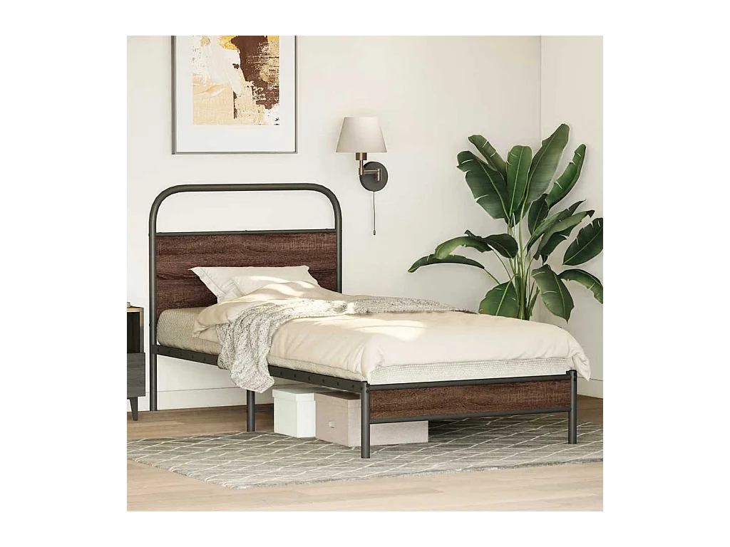 Bettgestell ohne Matratze 90x190 cm Braun Eichen-Optik
