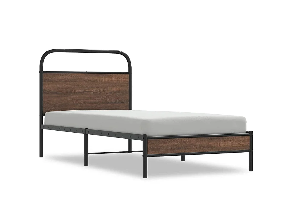 Cadre de lit sans matelas 90x190cm chêne marron bois ingénierie