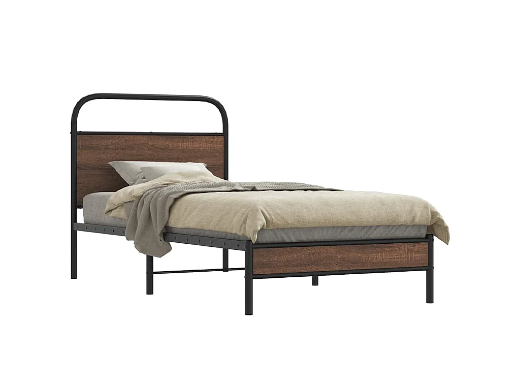 Cadre de lit sans matelas 90x190cm chêne marron bois ingénierie