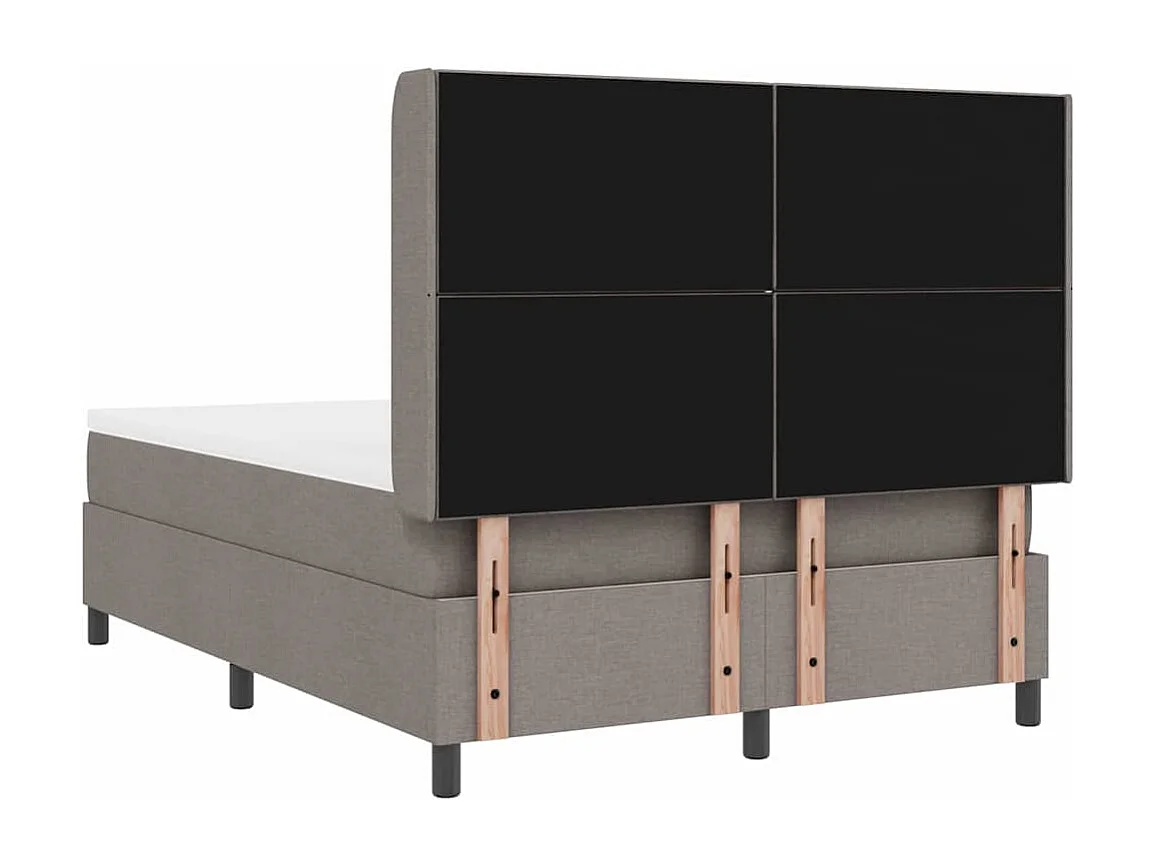 Lit à ressort LED avec matelas Taupe 160 x 200 cm tissu