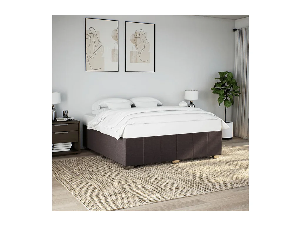 Cadre de lit sans matelas marron foncé 180x200 cm tissu