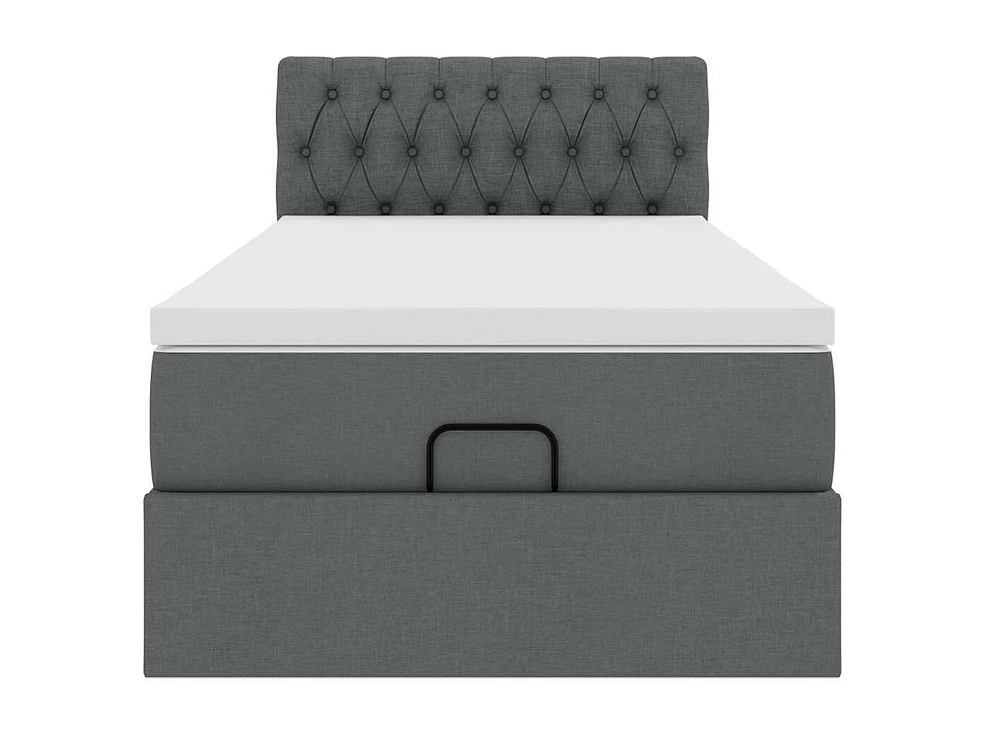 Lit ottoman avec matelas et LED gris foncé 90x200 cm tissu