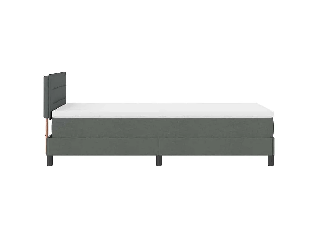 Lit à ressorts avec tête de lit Gris foncé 90 x 190 cm tissu